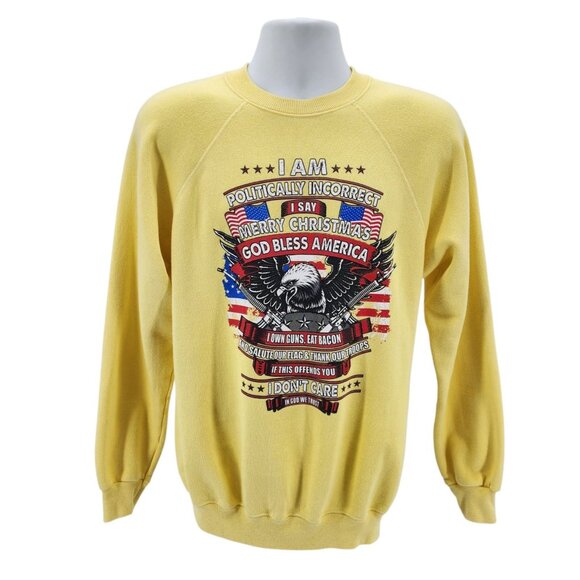 Vintage Hanes Adult Large Sweatshirt America USA Politically Incorrect Eagle - Picture 1 of 7
